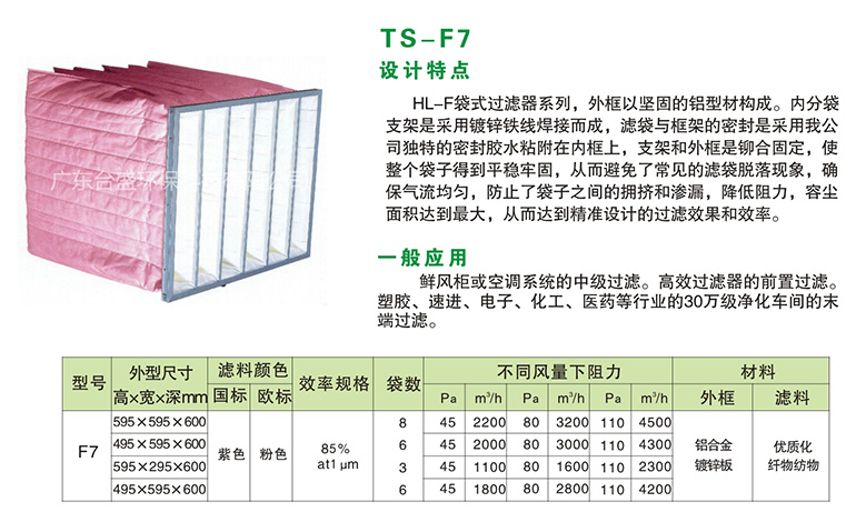 中效袋式过滤器TS-F7